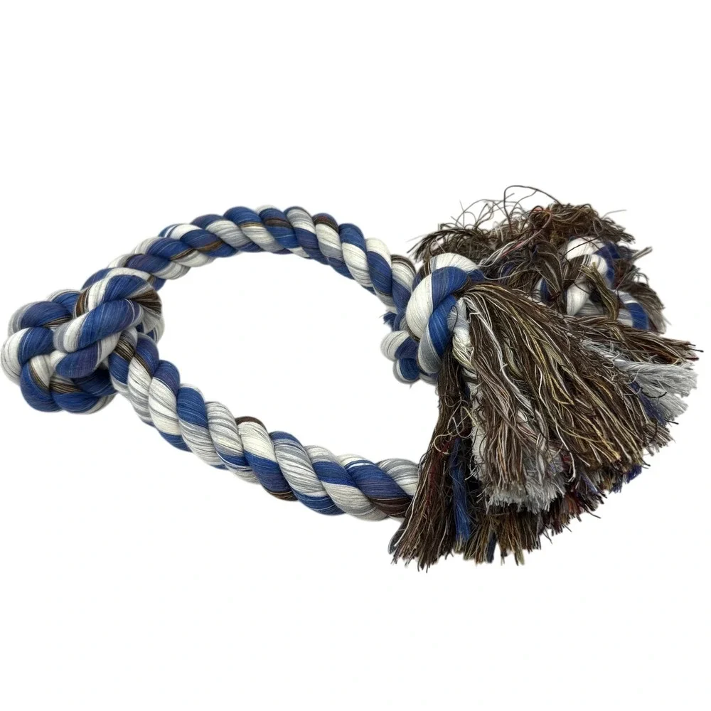 Flossy Durable Braided Cotton Rope Dog Toy Chew Tug Knot for Medium Large Dogs